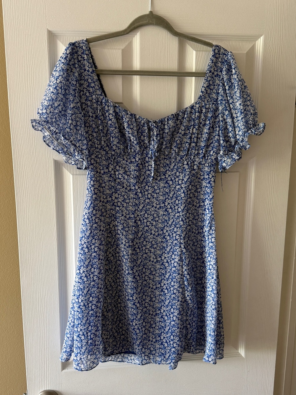 B Darlin Blue Floral Square-Neck Mini Dress